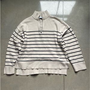 Zara Striped Quarter Zip Sweater